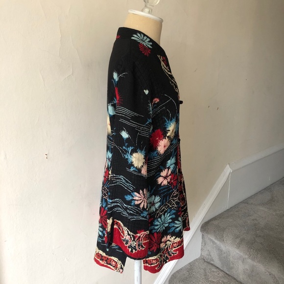 SOLDCitron Santa Monica Silk Asian Floral Print Bl - Picture 4 of 11